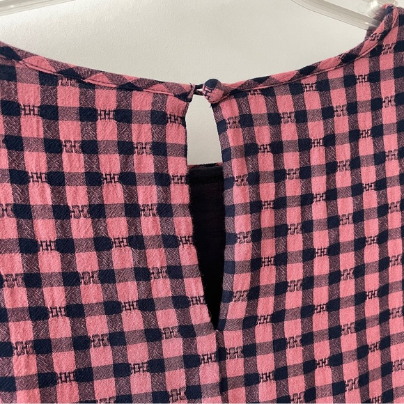 Short-Sleeve Tiered Mini Dress in Pink Gingham Check | Large - Picture 4 of 6